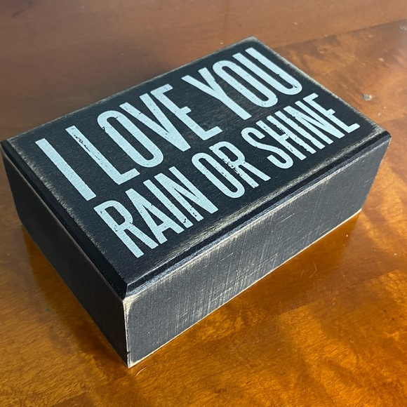 ⏳ LAST ONE! Primitives By Kathy Black & White Box Sign I Love You Rain or Shine - Picture 5 of 8